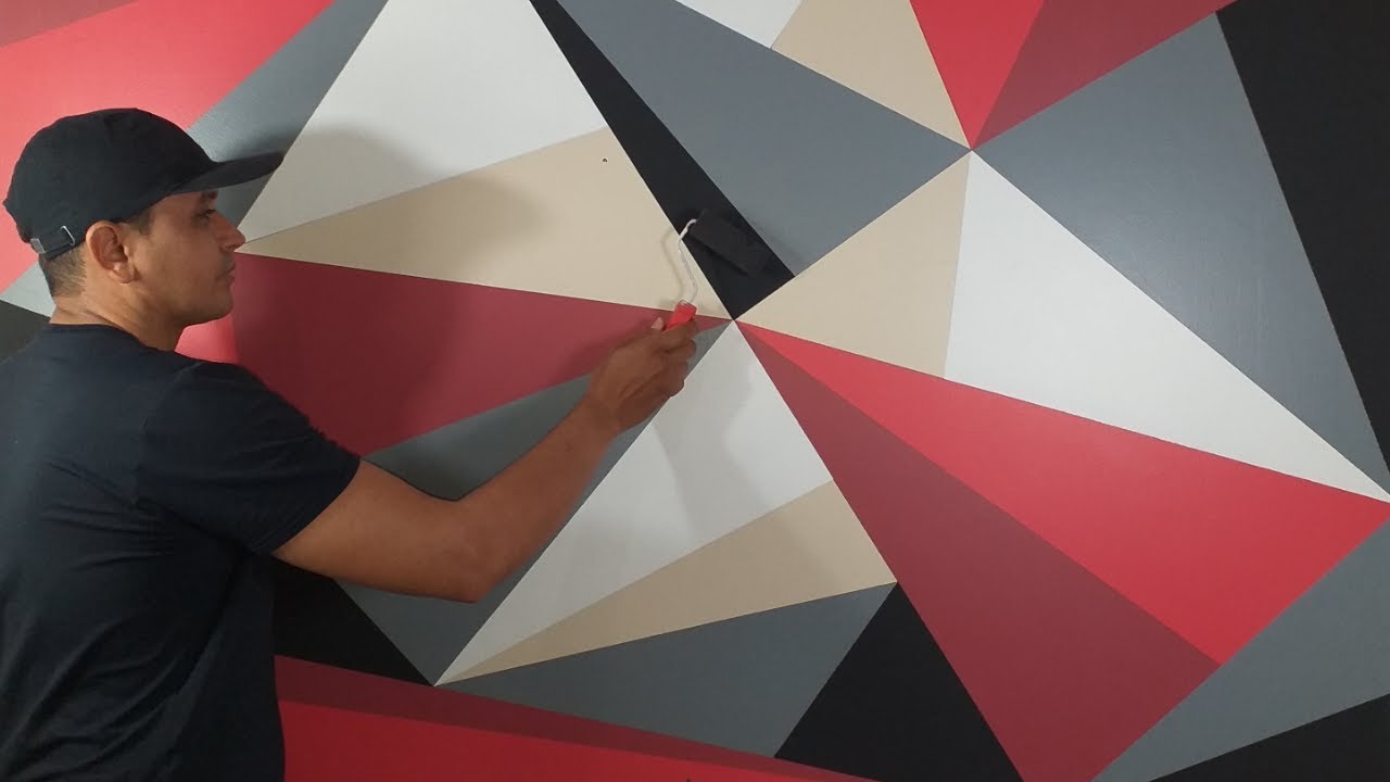 Pintura Geométrica na Parede // Pintura Decorativa Fácil de Fazer DIY