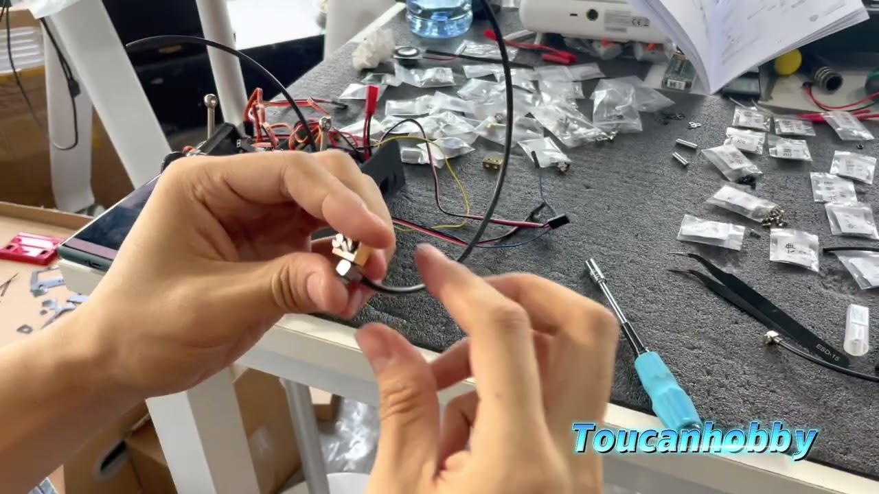 Install two small hydraulic connectors for LESU skid steer loader RC model 1/14 scale