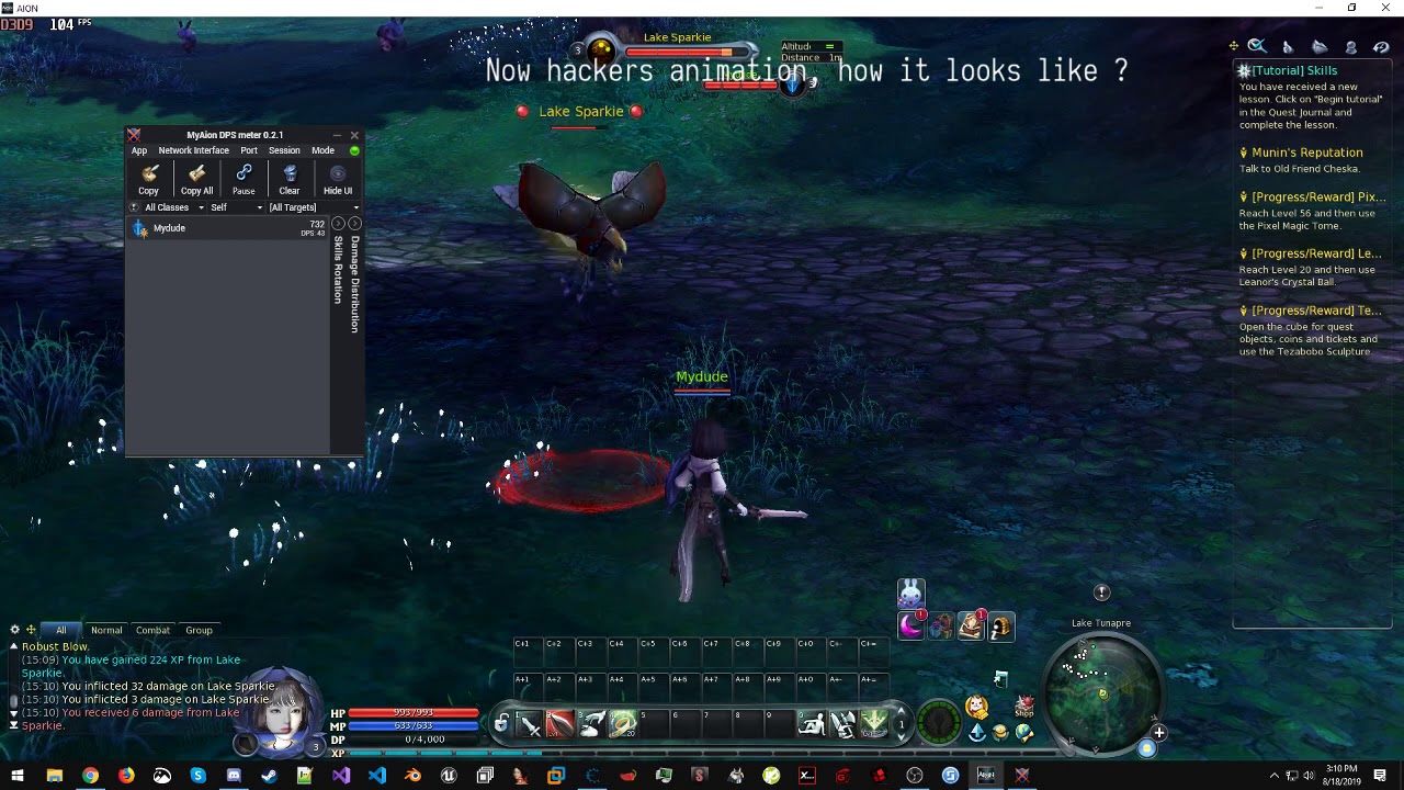 My AION dps meter testing animation hack detection