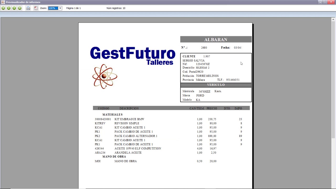 Impresión de documentos en GestFuturo