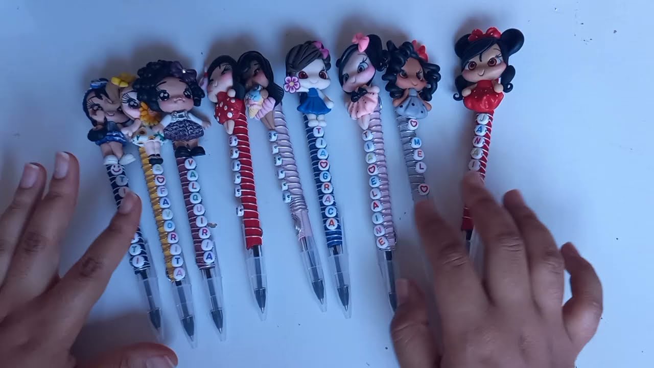 Como fazer canetas personalizadas? - Com nome e aplique de biscuit