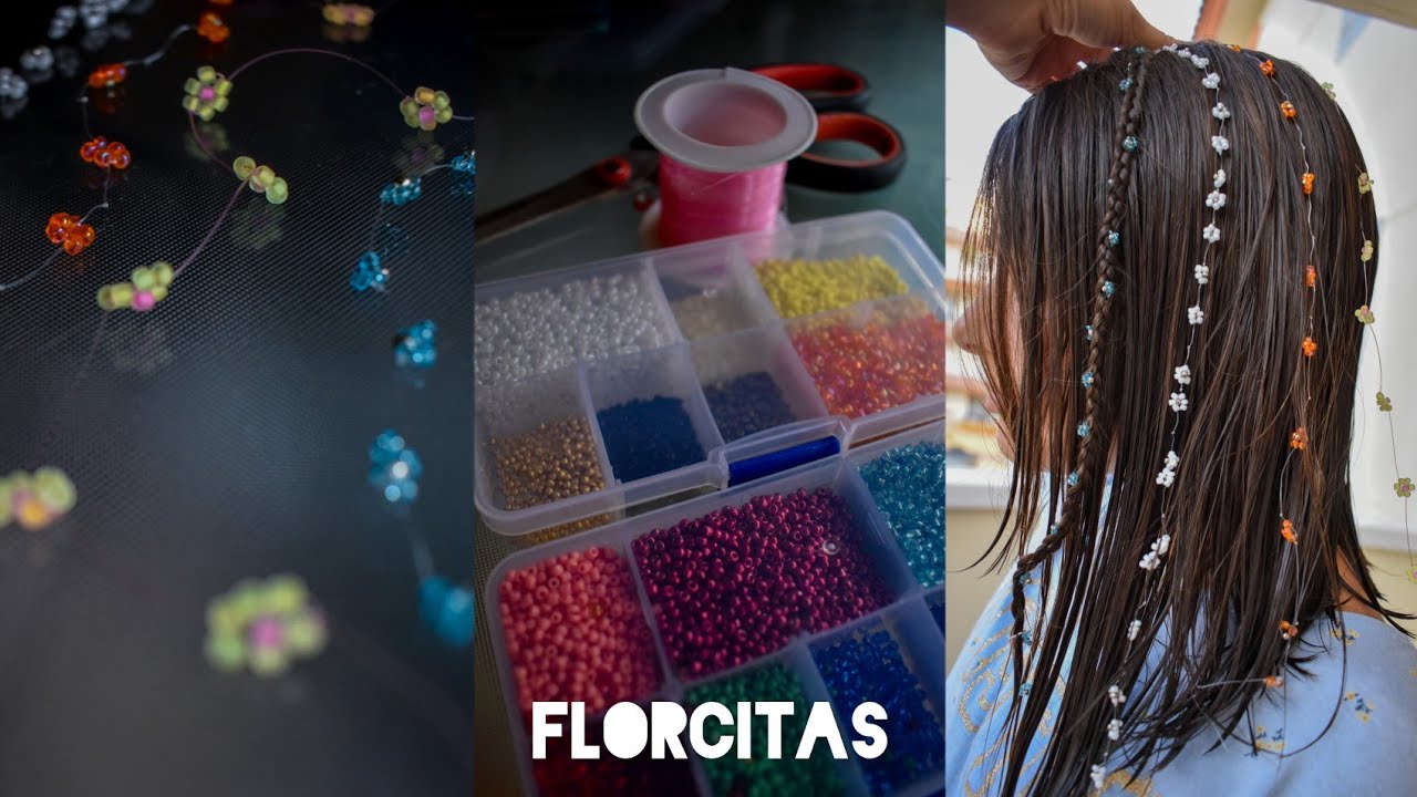 cómo hacer una trenza con florcitas de cuentas