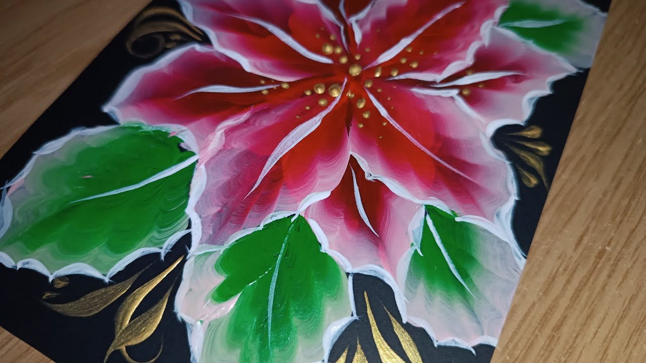 how to easily draw a Christmas flower. Acrylic Painting for Beginners ♥️