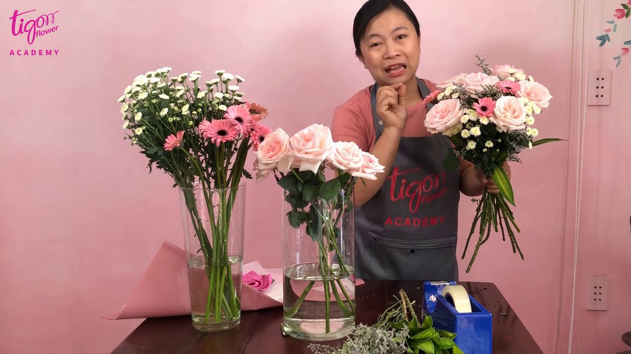 Dạy Cắm Hoa Mở Shop (Bài 1) - Hướng Dẫn Bó Hoa Tròn Đều Tiết Kiệm Giấy