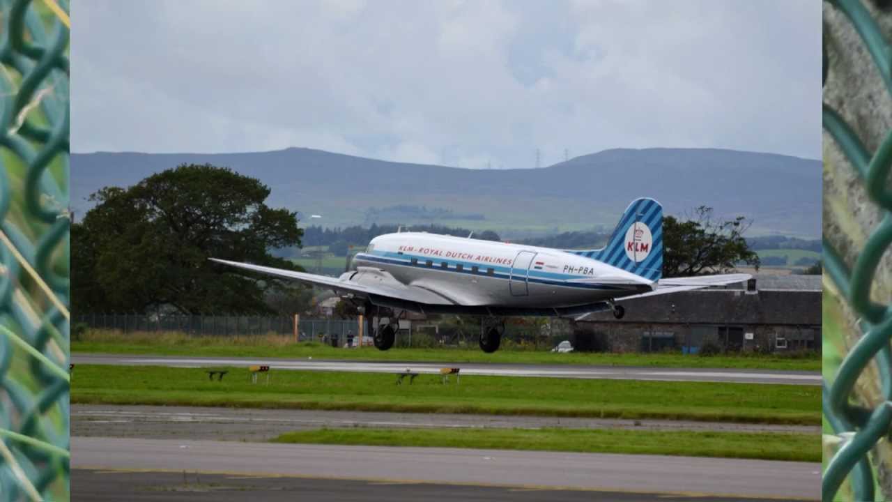 KLM Douglas DC-3 Dakota PH-PBA - Glasgow to Edinburgh flight Part 1 of 3