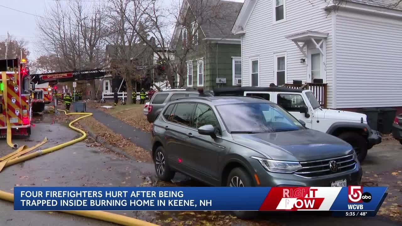 4 firefighters taken to hospital as crews battle fire at Keene home