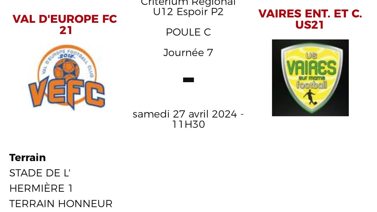 Val d’Europe 1-1 Vaires u12