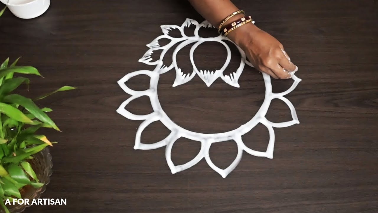 3 типа дизайнов Lotus Jhoti Chita для Манабаса Гурубар / Простые дизайны Alpona / Easy Rangoli🌷