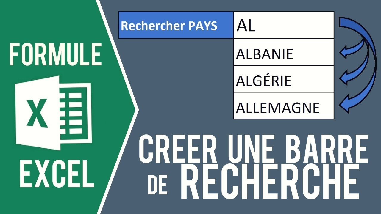 EXCEL - CRÉER UNE BARRE DE RECHERCHE (Sans VBA)