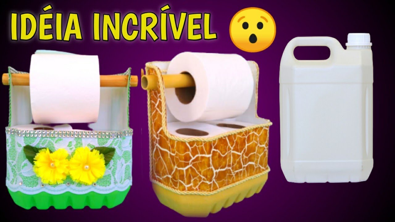 Ideia Incrível com Galão de 5 Litros, Como Fazer Porta Papel Higiênico - Artesanato Reciclado
