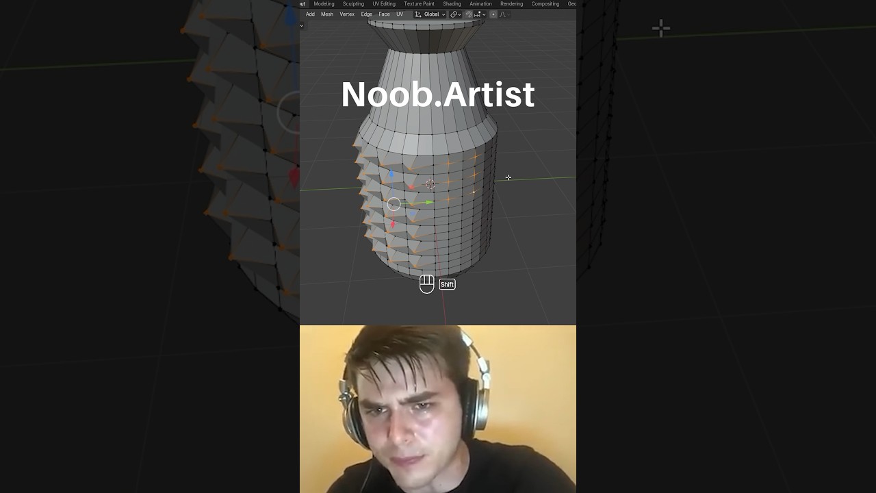 Noob vs Pro artist: making knurling #blendertutorial #blender #blendercommunity #blender3d #b3d