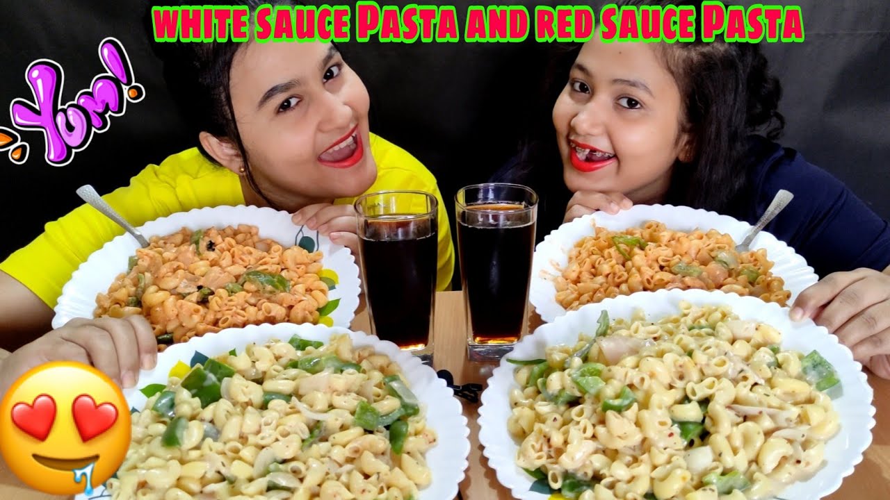 red sauce pasta and white sauce Pasta😋😋 eating challenge II mukbang+asmr II punishment 😫😡