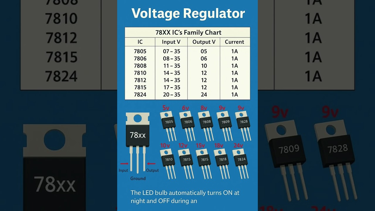 Voltage Regulator &ndash; 78XX Series ICs ⚡ #Electronics #DIY #Engineering #Tech #CircuitDesign