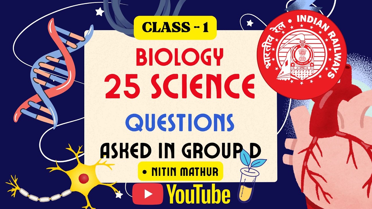 BIOLOGY 25 SCIENCE QUESTION ASKED IN GROUP D BY NITIN MATHUR | PYQ PRACTICE FOR NTPC, GROUP D & SSC