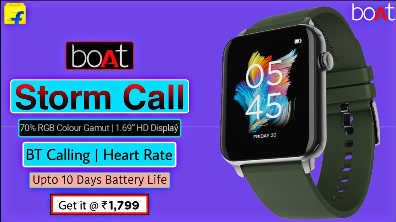 Boat Storm Call Smartwatch🔥1.69- HD Display | BT Calling | SPO2 | 10 Days Battery🔥Features | Price