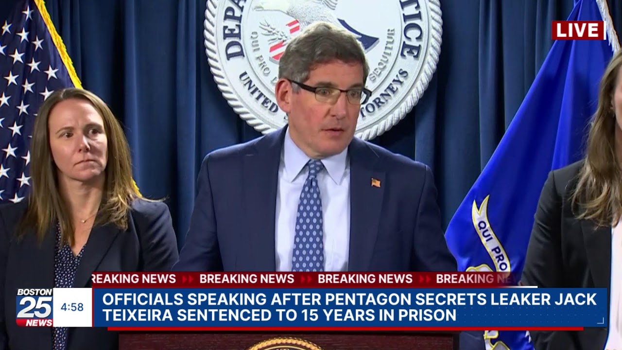 Officials speaking after Jack Teixeira sentenced to 15 years in prison for leaking Pentagon secrets