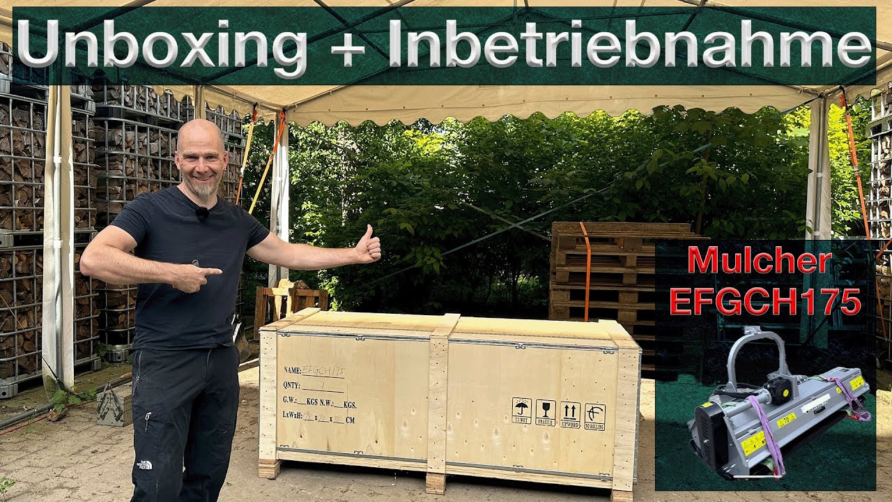 Unboxing und Inbetriebnahme - Mulcher EFGCH 175 - günstiger Weidenmulcher mit Seitenverschiebung