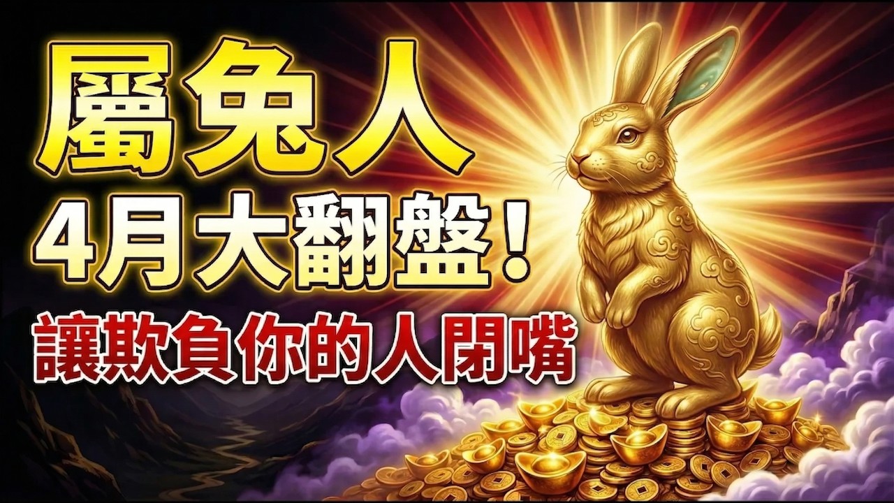 讓那些看不起你的人後悔去吧！生肖兔，這個4月，你將迎來人生最強翻盤，這次你要讓所有欺負過你的人都閉嘴！#2026生肖兔運勢 #屬兔2026運勢 #轉運 #生肖兔財運 #生肖兔翻身 #屬兔八字 #貴人運