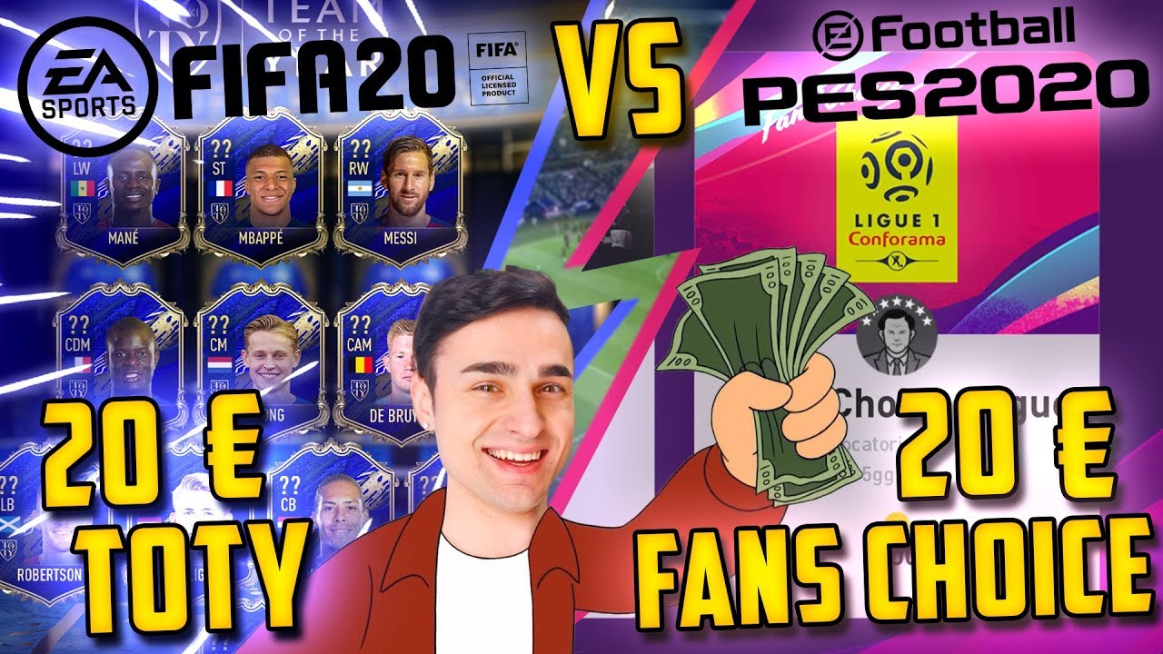 20€ FIFA TOTY vs 20€ FAN'S CHOICE PES - Fifa 20 Pack Opening TOTY