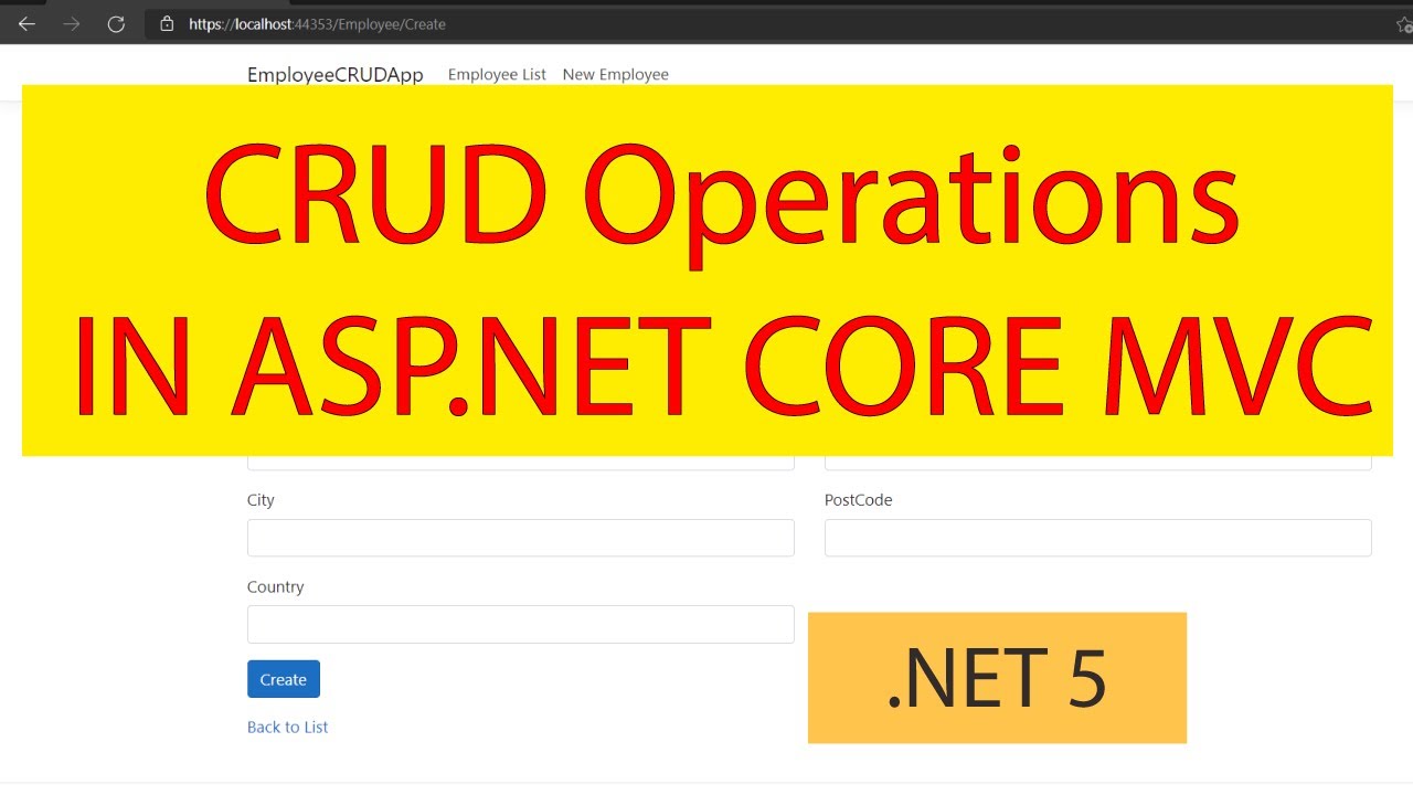 CRUD operations in ASP.NET Core MVC (.NET 5) and SQL database | Insert | Read | Update | Delete