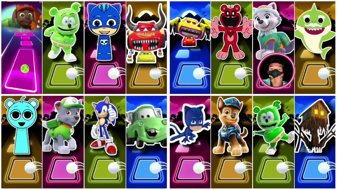 MCQUEEN VS SONIC VS HOUSE HEAD VS GUMMY BEAR VS BABY SHARK | Tiles Hop EDM Rush! part 13