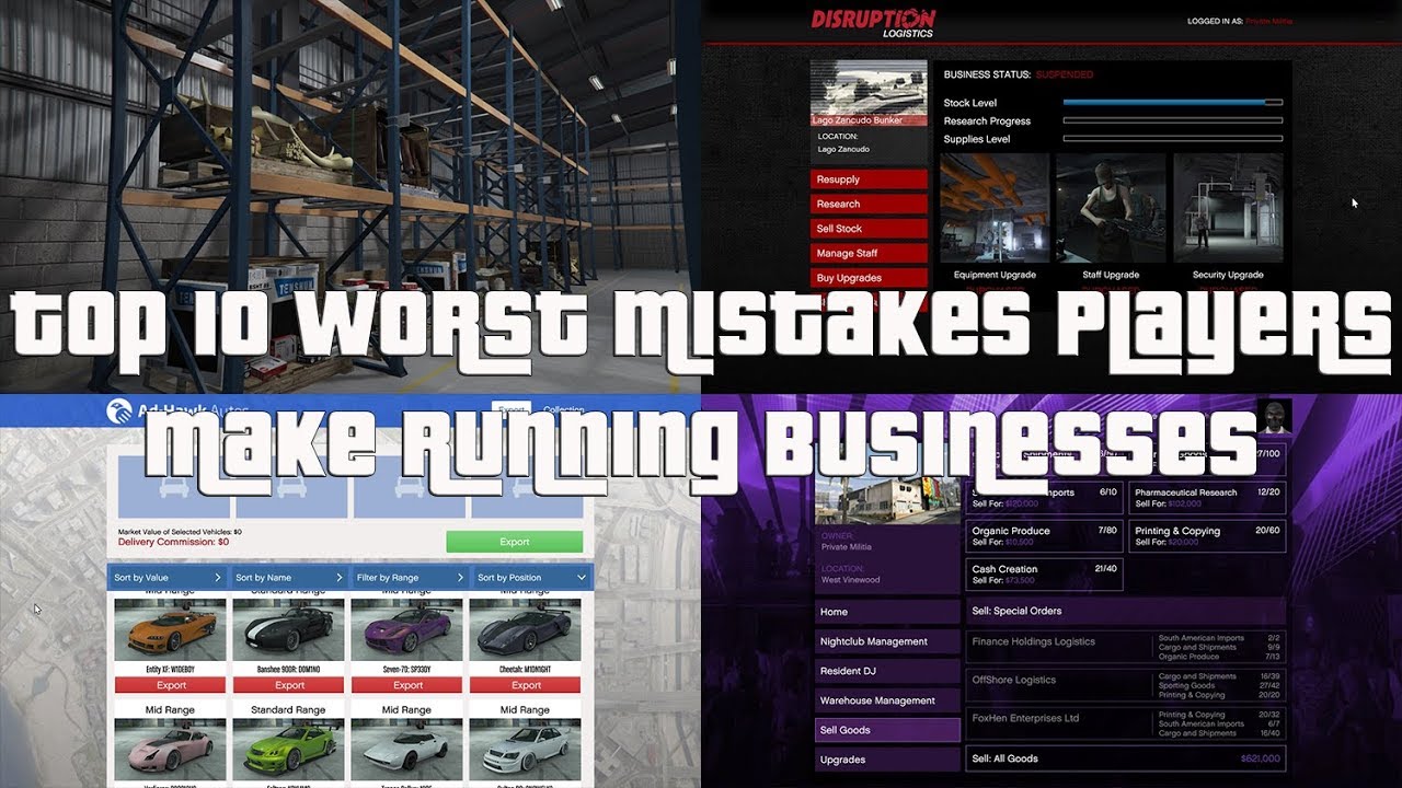 GTA Online Top 10 Worst Mistakes Players Make Running Businesses