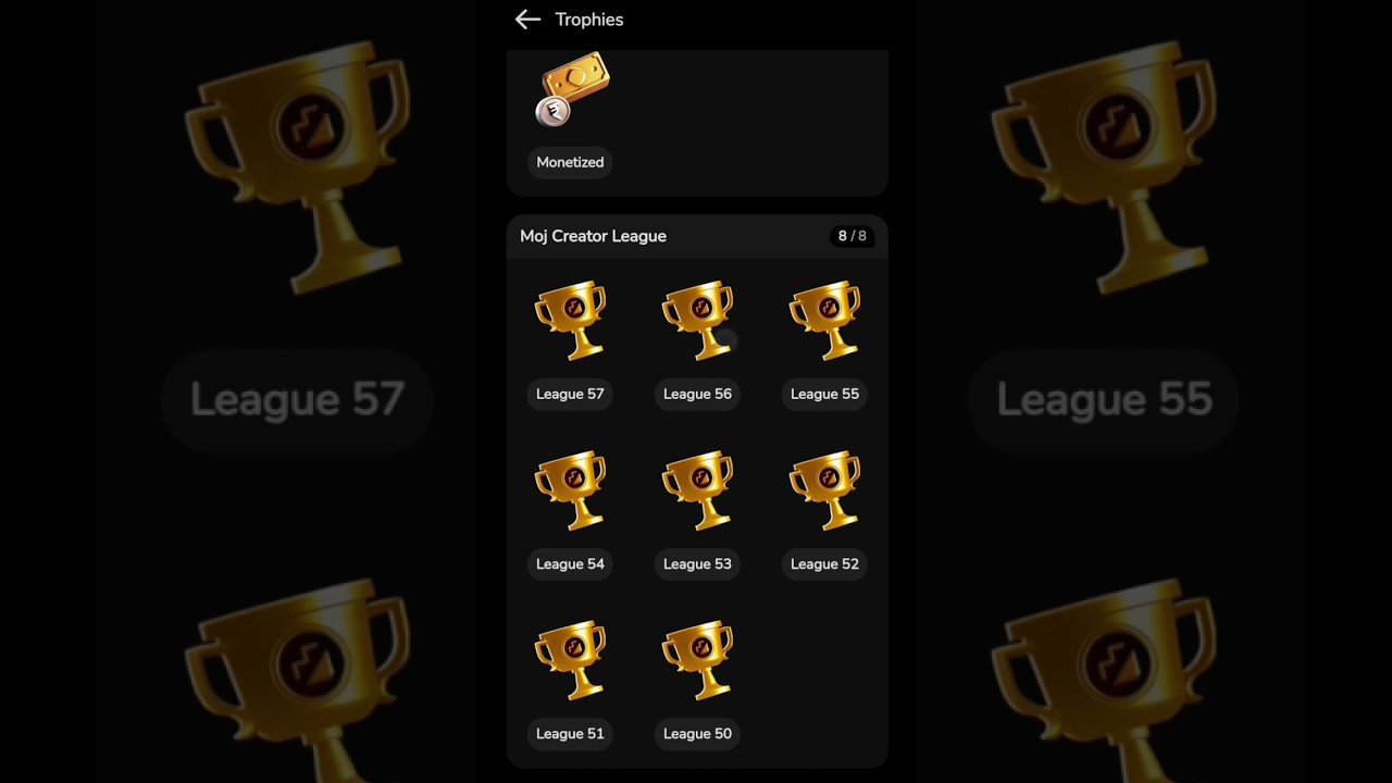 My Moj all trophy🏆🏆🏆 || MCL TROPHY 🏆 || #trophy #moj #mcl #mfc