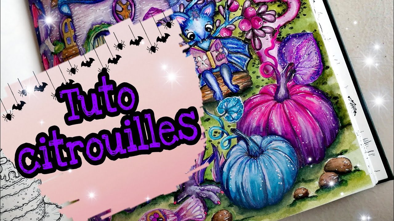 Tutoriel citrouilles. Coloriage pour adulte.