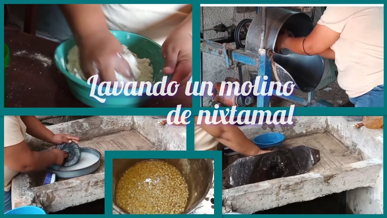 Lavando molino de nixtamal 