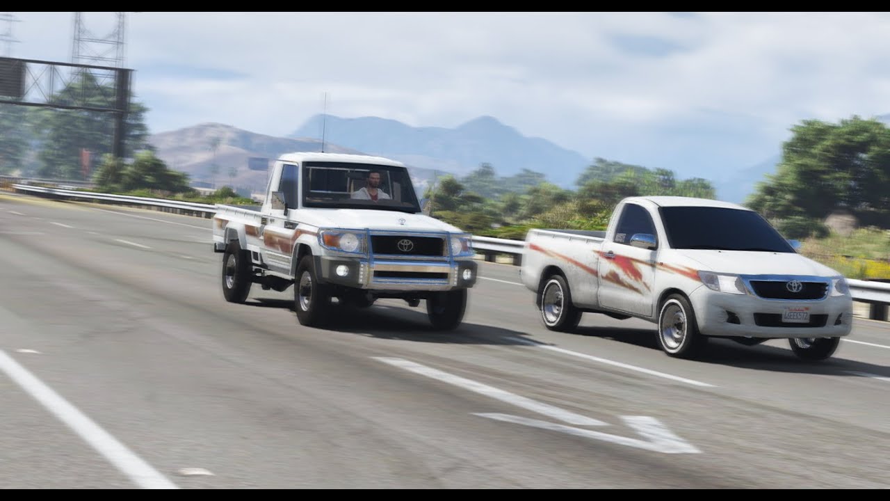 GTA 5 - who is the fastest || Land cruiser VS HILUX