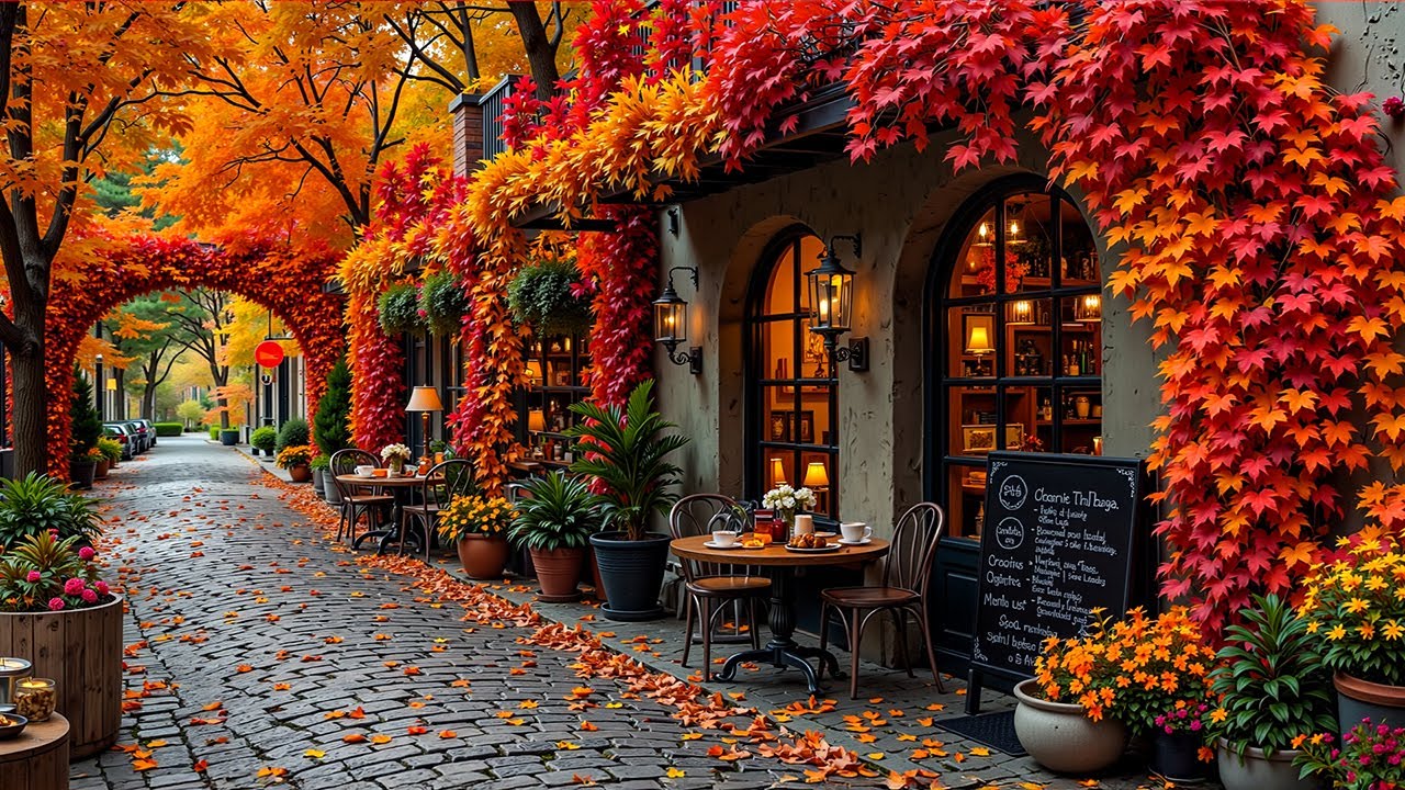 Tranquil Jazz in Autumn Caf&eacute; Alley 🍁 Relaxing Jazz Melodies for Study & Reflection