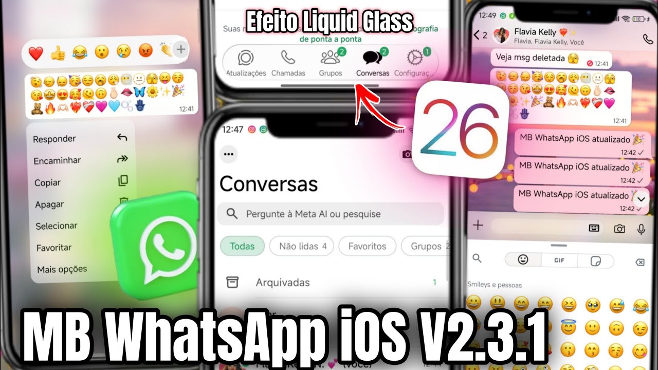 MB WHATSAPP iOS V2.3.1 🥳 EFEITO LIQUID GLASS + EMOJIS iOS + MUITAS NOVIDADES ~WHATSAPP IGUAL IPHONE