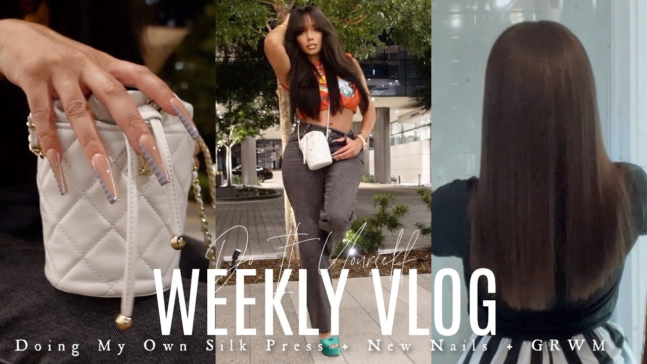 WEEKLY VLOG | DIY Silk Press At Home + New Nails + Tipsy Brunch & Chat + GRWM