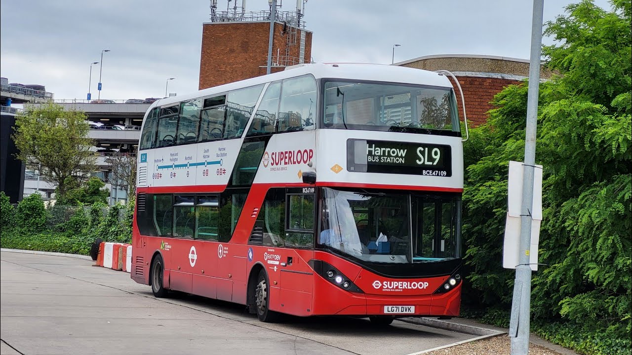 Full Route Visual. Route SL9: Heathrow Central - Harrow Bus Station | Enviro400EV BCE47109 LG71 DVK