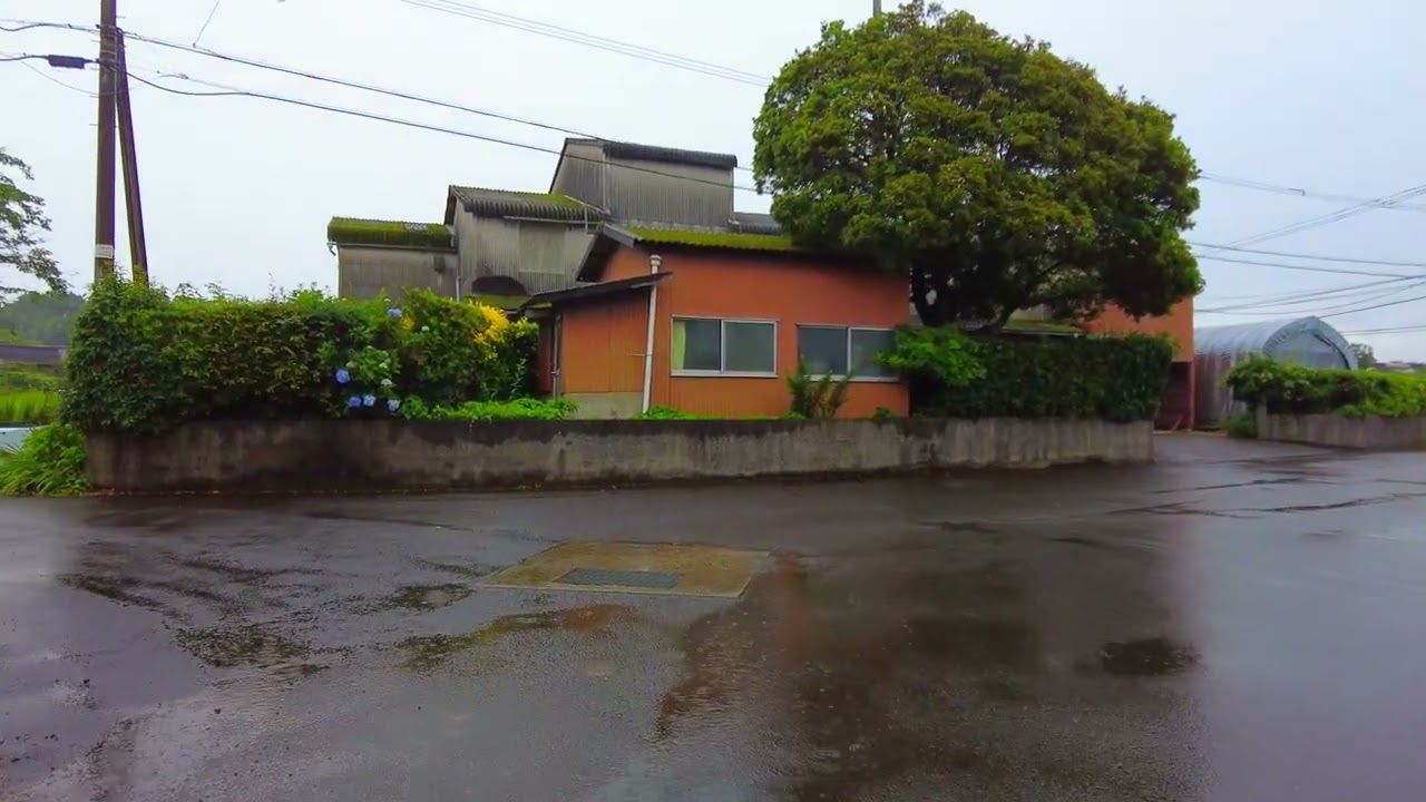 [ 4K Japan Walk ] Rainy Day☔｜Neighborhood Walking Tour｜Together Walk｜MIYAZAKI｜Rural Japan｜雨の日の田舎町を散歩