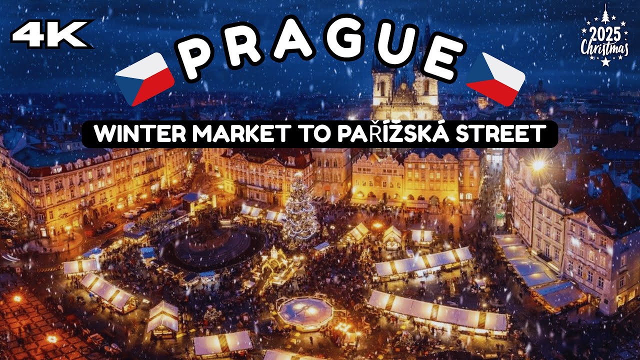 Prague | A 4K Winter Walk from Old Town Fairytale Market to Luxury Pařížská Street|