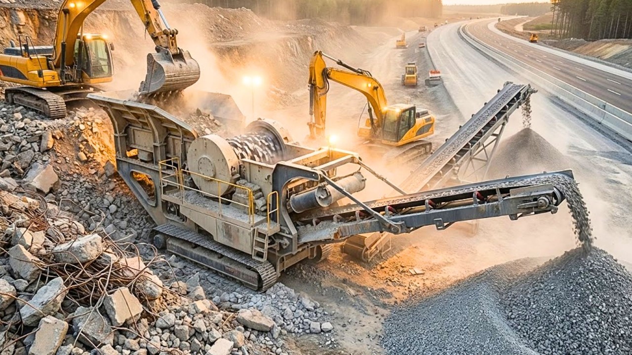 Inside the Concrete Crusher – How Demolished Skyscrapers Are Turned Into New Super Highways