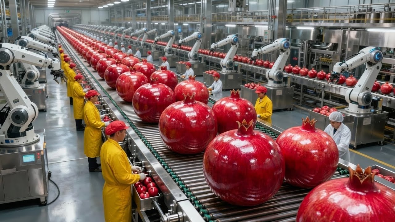 Inside a Modern Pomegranate Factory I From Fresh Fruit to Delicious Drink