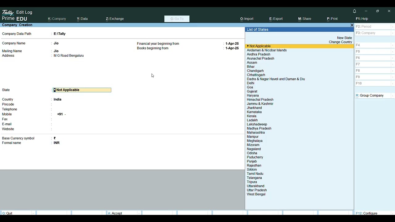 How to create Company in Tally Prime 6.1 | Tally Prime Company Creation Step-by-step guide