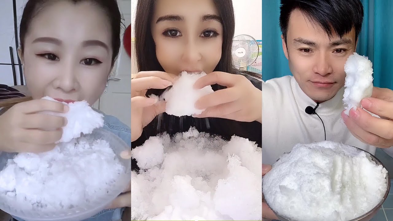 【ASMR】HANDFUL WHITE ICE EATING ❄️ SOFT ICE POWDERY ICE【咀嚼音】氷を食べる音 얼음먹방 SATISFYING MUKBANG
