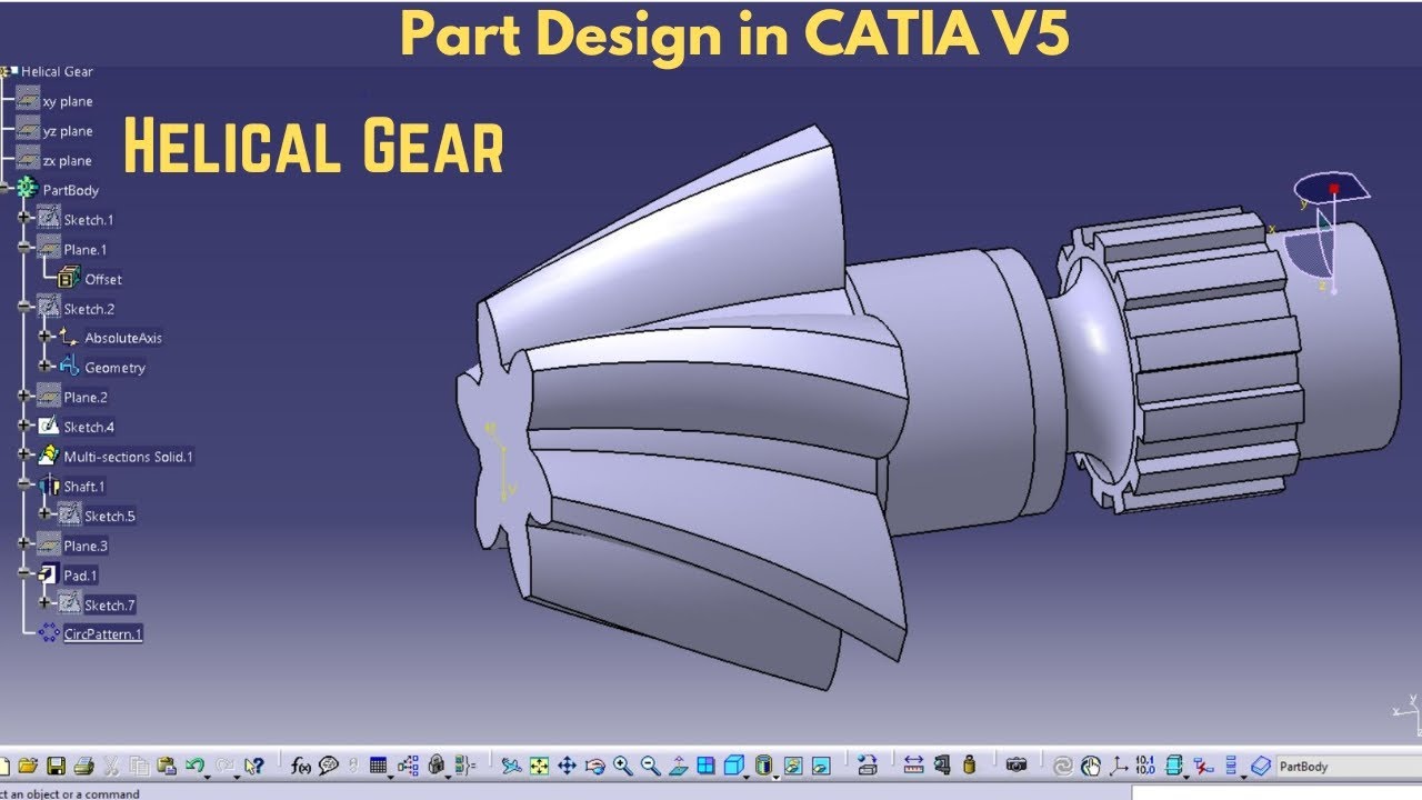 Helical Gear Design in Catia V5 | CATIA V5 Tutorial | CAD359
