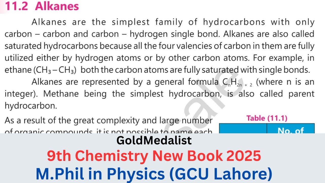 9th Class Chemistry Chapter 11 | Alkanes | New Book 2025 | Topic 11.2 | Alkanes
