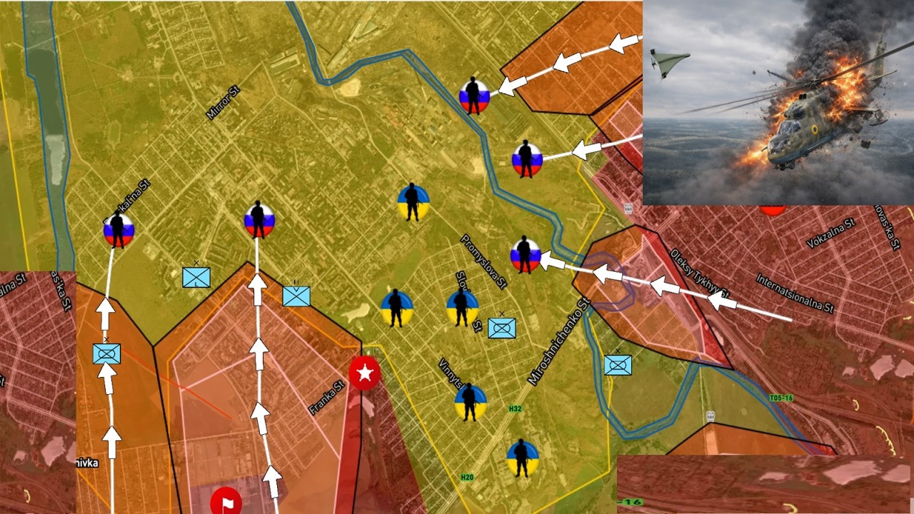 EL DRON GERAN DERRIBA HELICÓPTERO UCRANIANO EN PLENO VUELO! LOS RUSOS AVANZAN EN KONSTANTYNOVKA.