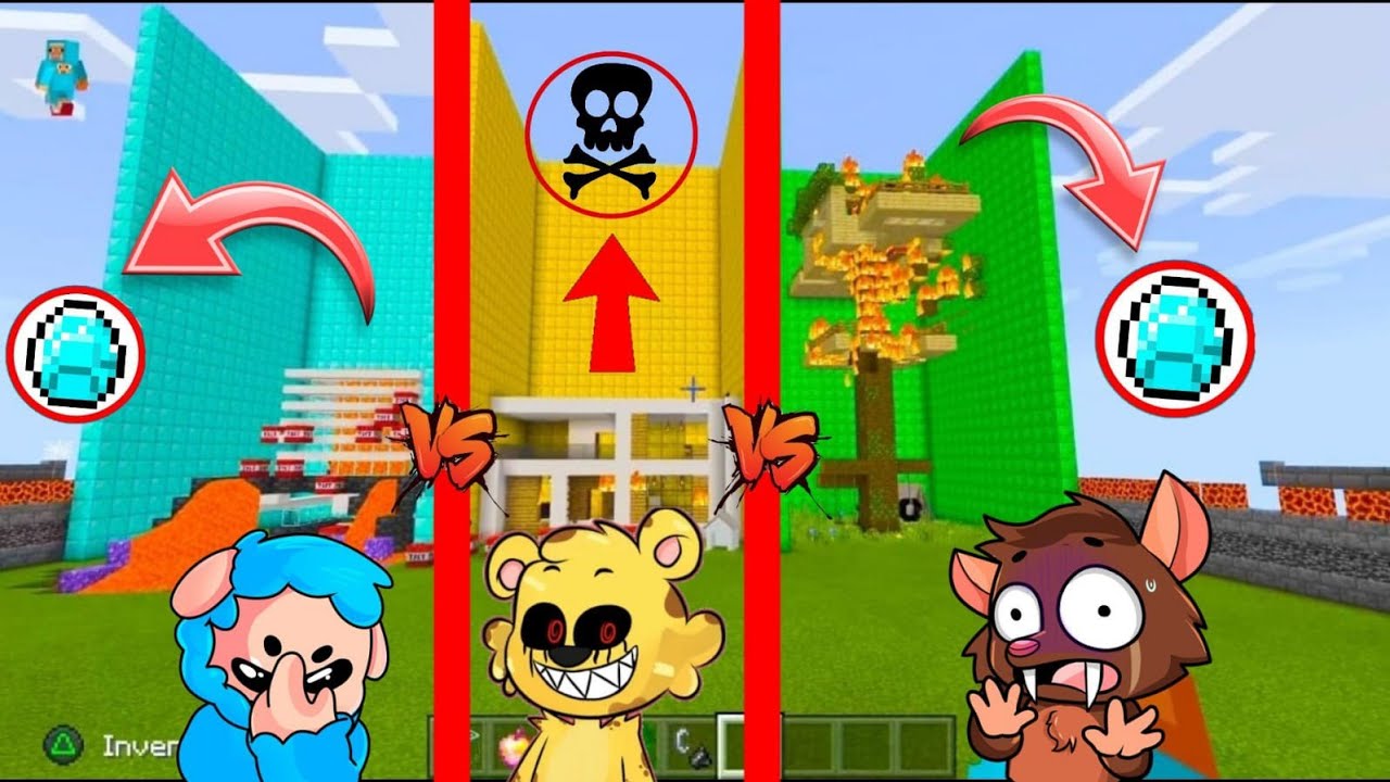 Casa NOOB vs PRO vs HACKER en Minecraft 😱🏠 RETO DE LA BASE de ALEGAME22 , LA RATA y SERPENT 🔥