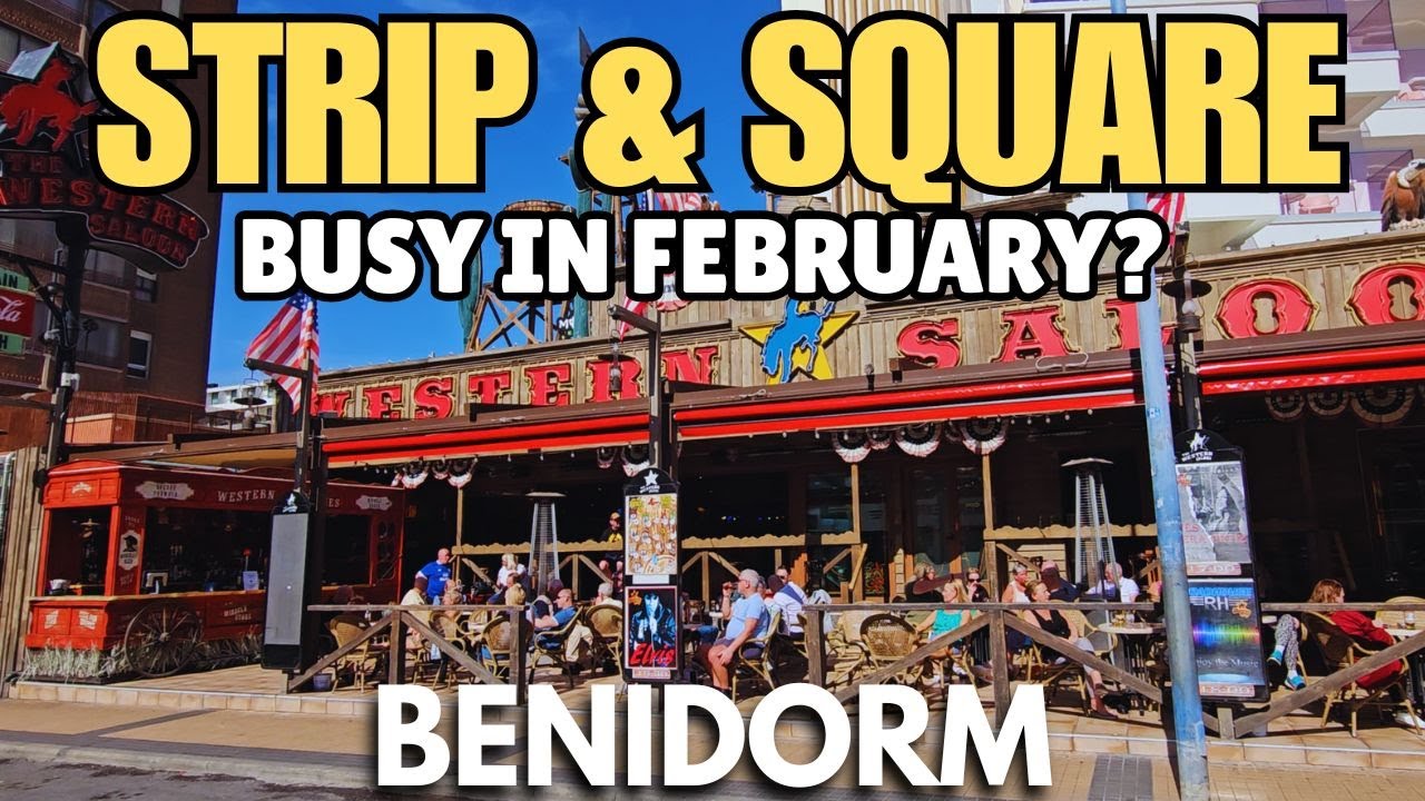 What's Benidorm's Strip & Square like in February?┃BUSY Pubs & Bars!