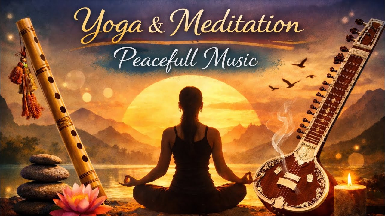 Yoga & Meditation Peaceful Music | Deep Relaxation | Stress Relief | Mind Calm With Flute & Sitar