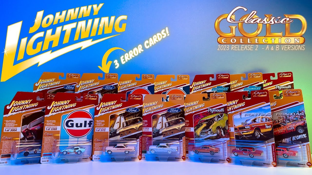 JOHNNY LIGHTNING CLASSIC GOLD 2023! 2 Error Cards & A White Lightning Chase Error Card?