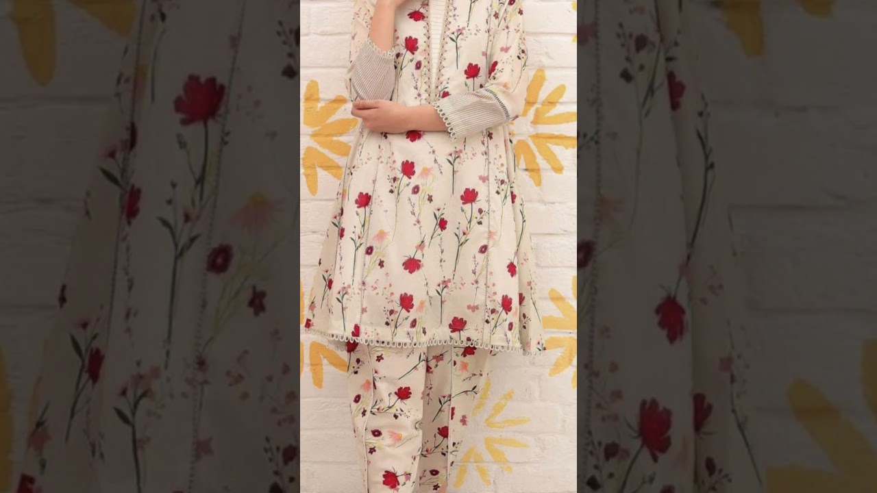 Lawn Cotton printed Frock Design 2025