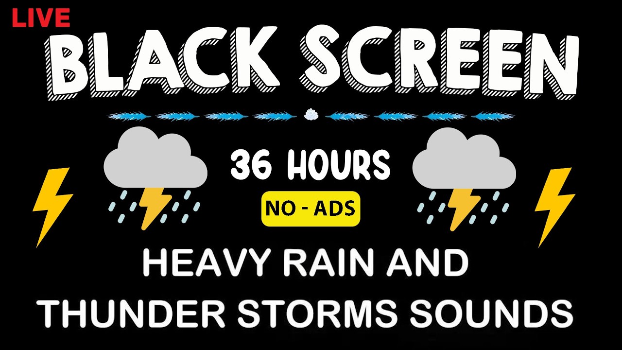 🔴 Heavy Rain and Thunder Sounds for Sleeping - Black Screen | Calm Thunderstorm for Restful Sleep