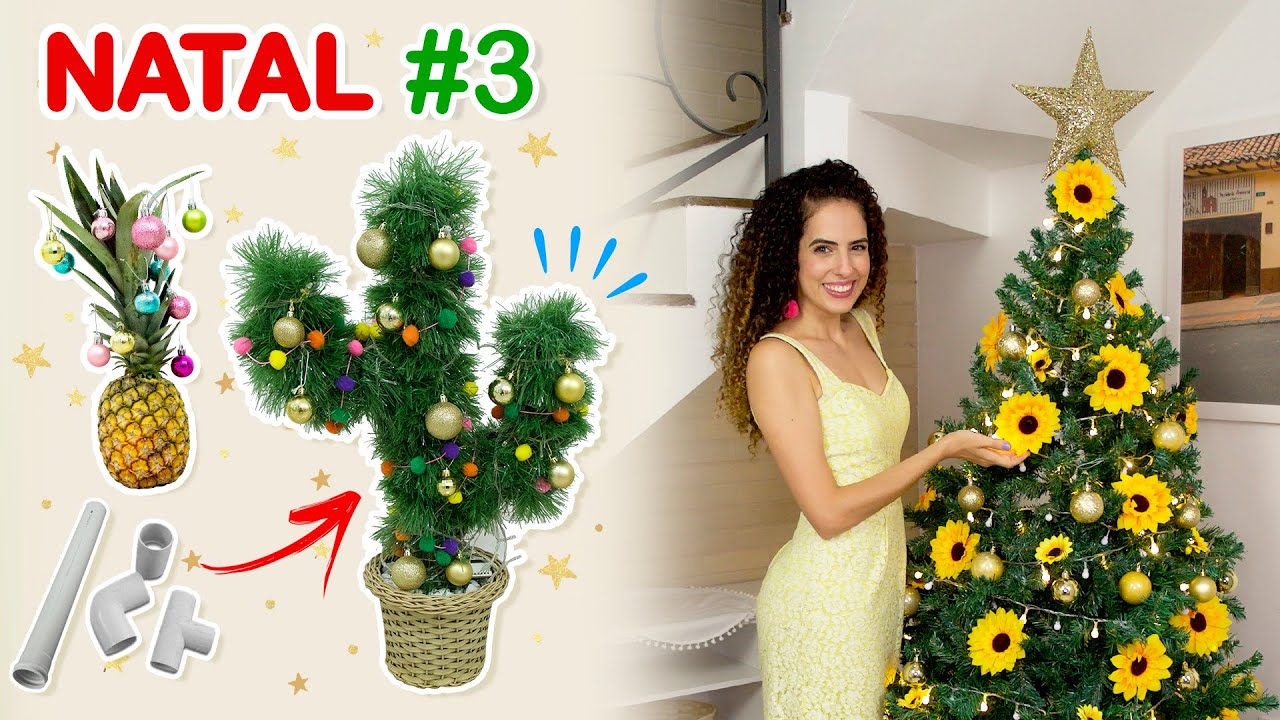 NATAL #3: ÁRVORES de CACTUS, GIRASSOL & ABACAXI | Paula Stephania